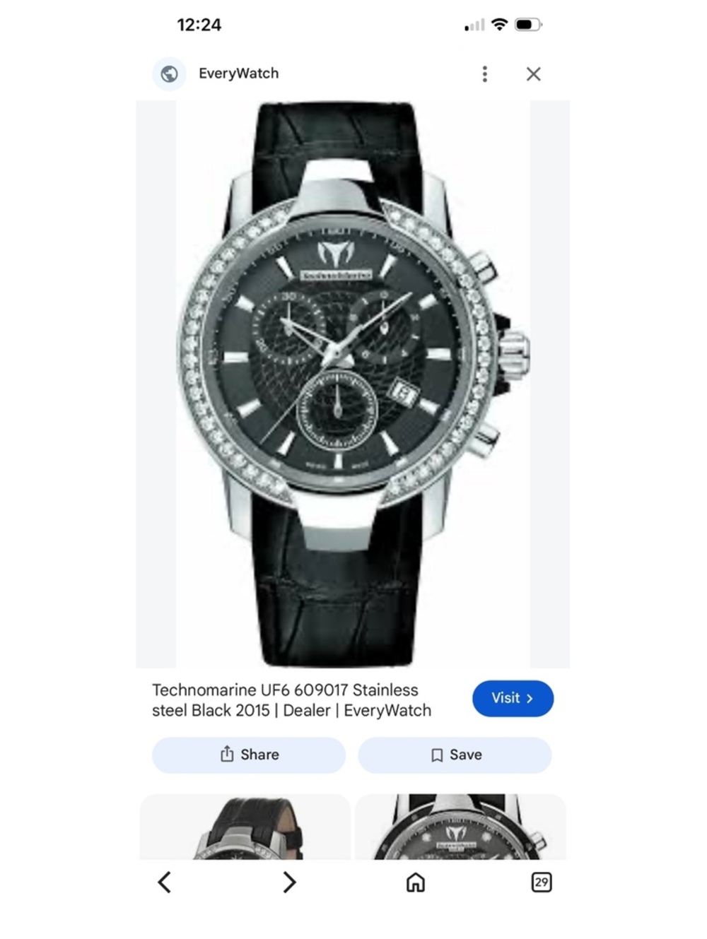 TechnoMarine UF6 Stainless Steel Black Leather Women’s Watch